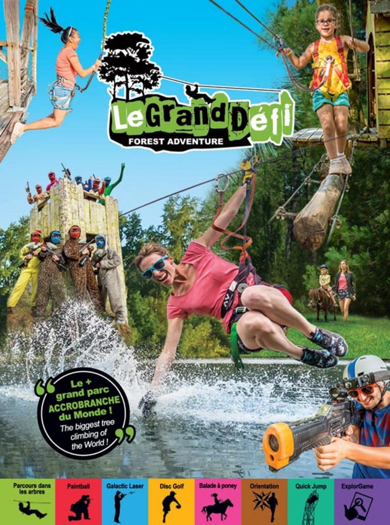 Parc aventure forêt avec activités variées familiales.